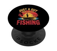 Barco vintage al atardecer solo un chico que ama pescador de pesca PopSockets PopGrip Adhesivo