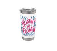 Barco y Floatin Verano Lago Río Océano Vaso térmico de acero inoxidable de doble pared