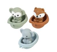 Barcos apilables para el baño,Juguete de los barcos de baño apilables - 6X juguetes de piscina flotantes apilables para bebés - Juguete de bañera de piscina con animales, juguetes de baño para