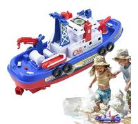 Barcos de juguete para bañera, juguetes de baño de barco de fuego | Juguetes de agua eléctrico juego - batería con pulverización de agua automática, luces y música para bañera playa de pies