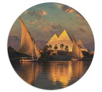 Barcos de papiro en el río Nilo, pirámides del Antiguo Egipto 1000pcs (67.5x67.5cm) Puzzle Adecuado para Adultos Y Multitud Mayores De 14 Años