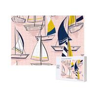 Barcos de Vela con bocetos Rosas,Rompecabezas de Madera de 300 Piezas, Juego Familiar, Rompecabezas para Adultos, Adolescentes, decoración del hogar
