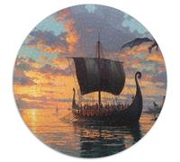 Barcos Largos Vikingos navegando los Mares: Dragónes y aldeas Rompecabezas Rompecabezas Juego De Habilidad para Toda La Familia 1000pcs (67.5x67.5cm)