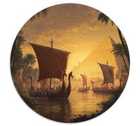 Barcos Largos Vikingos y Antiguas pirámides egipcias 1000pcs (67.5x67.5cm) Puzzle Adecuado para Adultos Y Multitud Mayores De 14 Años
