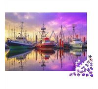 Barcos Pescadores Puerto Puzzle Imposible,desafío for Adults Interesante Entretenimiento Creativo 1000 Piezas Obra De Arte De Juego De para Adultos, Regalos A Partir De 14 Años 70x50cm/1000pcs