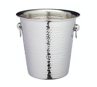 BarCraft Champagne Bucket, Soporte Enfriador de Vino de Acero Inoxidable con Acabado Martillado, 4 Litros de Capacidad, 21 x 20.5 x 21cm, 1 Cantidad