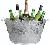 BarCraft Cubo / Enfriador de bebidas Ovalado Grande de Acrílico Transparente, Enfriador de Cerveza, Bebidas y Vino, 10 Litros