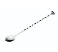 BarCraft Cuchara mezcladora de cócteles con extremo plano de acero inoxidable y tallo retorcido, plata, 28 cm, 1 unidad