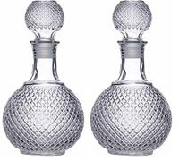 BarCraft Decantador de Whisky y Marcas, Cristal Tallado, Tapón con Sello de Silicona, 1L (Paquete de 2)