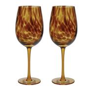BarCraft Juego de 2 copas de vino grandes con acabado de concha de tortuga en caja de regalo, 450 ml