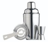 BarCraft Kit de Coctelería con Recetas, Caja Regalo, Acero Inoxidable, 3 Unidades