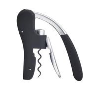 BarCraft Sacacorchos de Lujo, Abridor de Botellas de Vino con Cortador de Lámina Integrado, Negro y Cromado