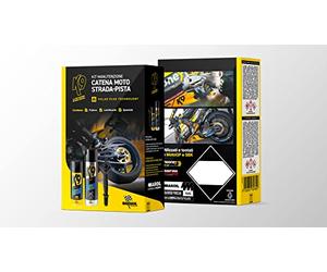 Bardahl - Kit de mantenimiento de cadenas, kit especial para cadena de moto de carretera-pista, antidesgaste y óxido, alarga la vida de la cadena, corona y piñón, resistencia al agua, cepillo para