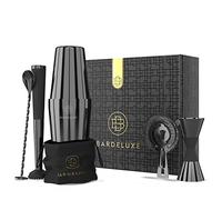 BarDeluxe Boston Shaker Juego de 5 piezas para camareros - Coctelera Boston de 750 ml, juego de coctelería de acero inoxidable, accesorios para cócteles (negro)