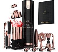BarDeluxe® Kit de Cocteleria de 12 Piezas, Set de Cocteleria | Set Cocteleria Profesional, Juego de Coctelera, Cocktail Kit | Coctelera 750 ml, Coctelería Kit | Elegante Caja de Regalo (Oro Rosa)