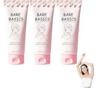 Bare Basics - Crema de depilación sin vello - Crema depilatoria rápida y suave para mujeres y hombres, con vitamina E y provitamina B5, hidrata y protege la piel, 150 g (3 unidades)