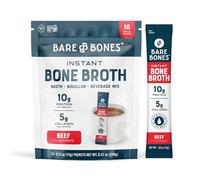 Bare Bones Caldo de hueso instantáneo en polvo mezcla de bebidas, carne de res, 10 g de proteínas, Keto y Paleo, palitos de 15 g, paquete de 16 porciones