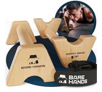 BARE HANDS Asas para flexiones - 2 agarres de madera antideslizantes y suaves para flexiones | excelente equipo de calistenia | interior y exterior | ideal para paradas de manos y flexiones |