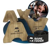 BARE HANDS Puños para flexiones - 2 agarres de madera antideslizantes para flexiones de flexiones - Calistenia Equipment para interior y exterior - Ideal para paradas de flexiones (Modelo M - Oscuro