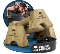 BARE HANDS Puños para flexiones - 2 agarres de madera antideslizantes para flexiones de flexiones - Calistenia Equipment para interior y exterior - Ideal paradas de manos flexiones (Modelo S - Oscuro