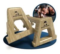 BARE HANDS Puños para flexiones -2 agarres de madera antideslizantes para flexiones de flexiones-Calistenia Equipment para interior y exterior-Ideal para paradas de manos y flexiones Modelo XL- Oscuro
