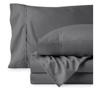 Bare Home Juego de sábanas King - 1800 sábanas de Microfibra Ultra Suave - Hidrocepillado - Bolsillo Profundo - Juego de 4 Piezas - Sábana Bajera, sábana encimera y 2 Fundas de Almohada (King, Gris)