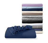 Bare Home - Sabana Bajera Ajustable 200 x 200 cm - Microfibra de Poliéster Doblemente Cepillada - Bolsillo Profundo Extra Suave, 200 x 200, Azul Oscuro