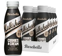 Barebells Milkshake - Batido de Proteínas 24g por Batido, Sin Lactosa, Sin Gluten, Sin Azúcares Añadidos, Sabor Cookies & Cream - Pack de 8 x 330ml