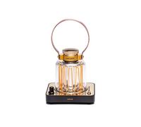 Barebones Linterna de torre de bloque, linterna LED recargable con brillo ajustable, modo de parpadeo de vela, acabado de latón y cobre, luz portátil para uso en interiores y exteriores