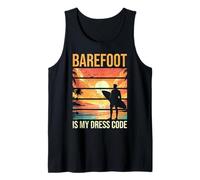 Barefoot Is My Dress Code Vacaciones en la Playa Verano Surf Camiseta sin Mangas