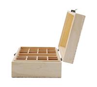barenx Caja de almacenamiento de aceites esenciales de madera para 25 botellas de aromaterapia