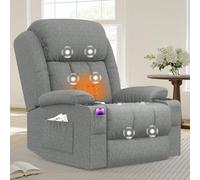 BareTay Sillón Relax Reclinable 150°,္ODO personnes, Sillón de Masaje con Calefacción Lumbar, Reposapiés Extensible, Doble Puerto USB+Tipo C, 2 Portavasos, 4 Bolsas de Almacenamiento