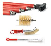 BARETTO Kit de Limpieza de Chimeneas - Alargador de 10 Metros con Curva de 45°, Cepillo de Acero (180 mm) para Limpieza de Conductos de Humo