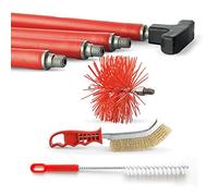 BARETTO Kit de Limpieza de Chimeneas - Alargador de 6 Metros con Curvatura de 45°, Cepillo de Nylon (160 mm), Kit de Limpieza de Conductos de Humo