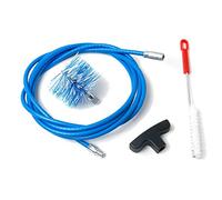 BARETTO Kit de Limpieza de Estufas de Pellets, Extensión de 3 metros para la Limpieza de Estufas de Pellets con Curva de 90°, Cepillo Estándar de Nylon de 80 mm, Cepillo Multiusos y Mango