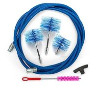 BARETTO Kit de Limpieza de Estufas de Pellets, Extensión de 3 Metros para Limpieza Estufas de Pellets con Curva de 90°, Kit 3 Cepillos de Nylon (2 Flexibles 80 mm y 100 mm, 1 Estándar de 120 mm)