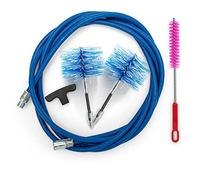 BARETTO Kit de Limpieza de Estufas de Pellets, Kit Deshollinador Estufa Pellets con Extensión de 3 Metros con Curva de 90°, 2 Cepillos Flexibles de Nylon 80 mm y 100 mm (3 M)