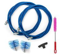 BARETTO Kit de Limpieza de Estufas de Pellets, Extensión de 6 Metros para Limpieza de Estufas de Pellets con Curva de 90°, 2 Cepillos Estándar de Nylon de 80mm y 100mm, Cepillo Multiusos y Mango