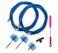 BARETTO Kit de Limpieza de Estufas de Pellets, Kit Deshollinador Estufa Pellets con Extensión de 6 Metros con Curva de 90°, 2 Cepillos Flexibles de Nylon 80 mm y 100 mm, 1 Estándar de 120 mm (6 M)