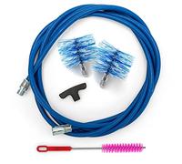 BARETTO | kit limpieza conductos humos chimenea | cepillos nylon Ø 80 y 100 mm, extensión azul 3 m, mango, conector M12 | set mantenimiento doméstico