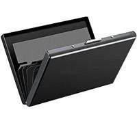 BARGAIN4ALL Funda protectora de metal para tarjetas de crédito, con protección RFID, soporte para tarjetas de crédito, 6 ranuras para tarjetas de seguridad para hombres y mujeres, Black, Talla única,