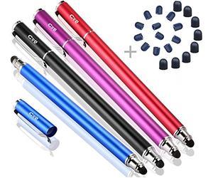 Bargains Depot Lápiz Capacitivo Universal 2 en 1, 14 cm, con 20 Puntas de Goma, Color Negro, Azul, Morado y Rojo