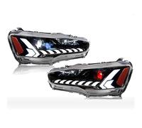 Barhbt Faros Delanteros Conjunto Luces Delanteras Para Mitsubishi Lancer EVO X DRL 2008-2017 Señal Plug And Play(With Red Demon)