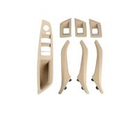 Barhbt Manijas Interiores Puertas Coche Manijas De Puerta De Cuero Para BMW Serie 5 F10 F11 Lado Izquierdo Y Derecho Juego Completo De 7 Piezas 51417225866 Manilla Interior Compatible(LHD Beige)