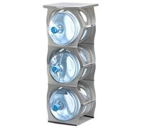Bariboo Estante apilable de almacenamiento para botellas de agua, organizador de 5 galones. Soporte para jarras para cocina, gabinete y organización de oficina. Polipropileno reforzado (plata, estante
