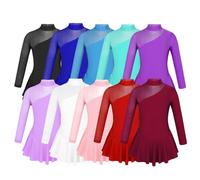 Barielle - Vestido de danza, de baile, vestido de baile, guard dance, patinaje artístico, monopieza con body, Color blanco., 146/152 cm