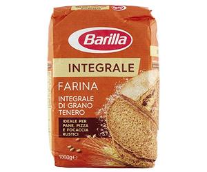 Barilla Farina Integrale di Grano tenero - Harina de trigo integral para preparar pizza casera, pan rústico y focaccia (10 unidades)