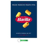 Barilla Pasta Mezze Maniche Rigate nº 84, 100% pasta italiana, paquete de 500 g + llavero Beni Culinari gratuito