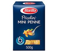 Barilla Piccolini Mini Penne Rigate 500 g - Pasta de textura suave y tamaño perfecto para deliciosos platos, 4 unidades