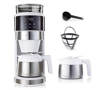 Barista - Cafetera con pantalla táctil digital 800 W, color blanco con trituradora y jarra isotérmica